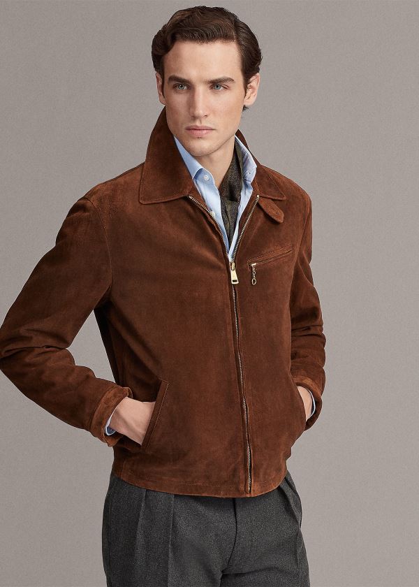 Men's Ralph Lauren Suede Newsboy Jackets | 706153ZVM